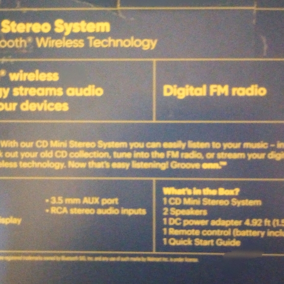 ONN Groove CD Mini Stereo System with Bluetooth Wireless Technology 100008722 - Picture 3 of 5